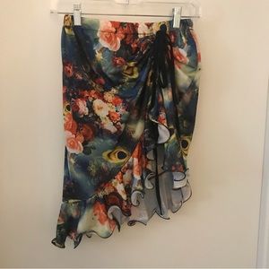 Asymmetric floral dance skirt